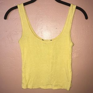 Yellow crop top with lace lining